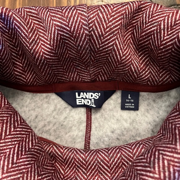 LAND’S END Fleece Cowl Neck Tunic Top Sweater Pullover Maroon Wine - Picture 7 of 9